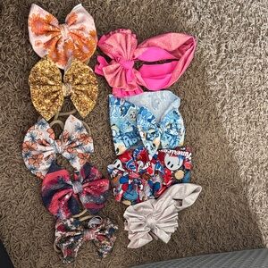 Girls Assorted Bow & Headband Set - Pink, Gold, Blue, White, Floral
